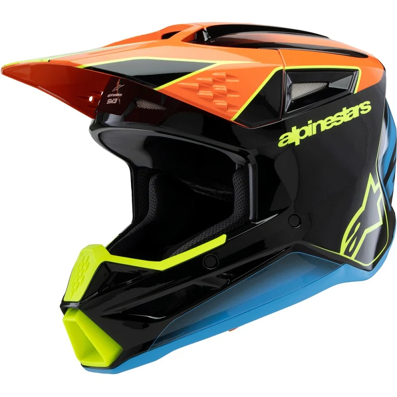 Capacete Infantil ALPINESTARS S-M3 FRAY Preto/Laranja/Azul/Amarelo Flúor 2026