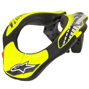 Colar Cervical Infantil ALPINESTARS NECK SUPPORT JUNIOR Preto/ Amarelo Flúor (8-14 anos)