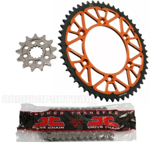 Kit Transmissão Completo Cremalheira Mista Laranja JT TWINSTAR KTM SX 90-26 (118 elos)