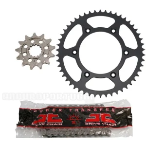 Kit Transmissão Completo Aço JT APRILIA TUAREG 350 WIND 88-90, TUAREG 600 88-92, PEGASO 90-93