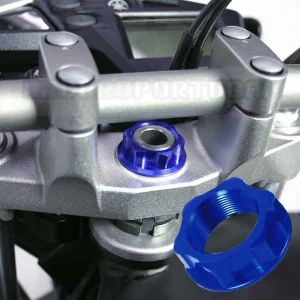 Porca de Direcção ZETA para KAWASAKI KX/KXF e SUZUKI RMZ/DRZ M24 X 32 P1.5 Azul (ver modelos)